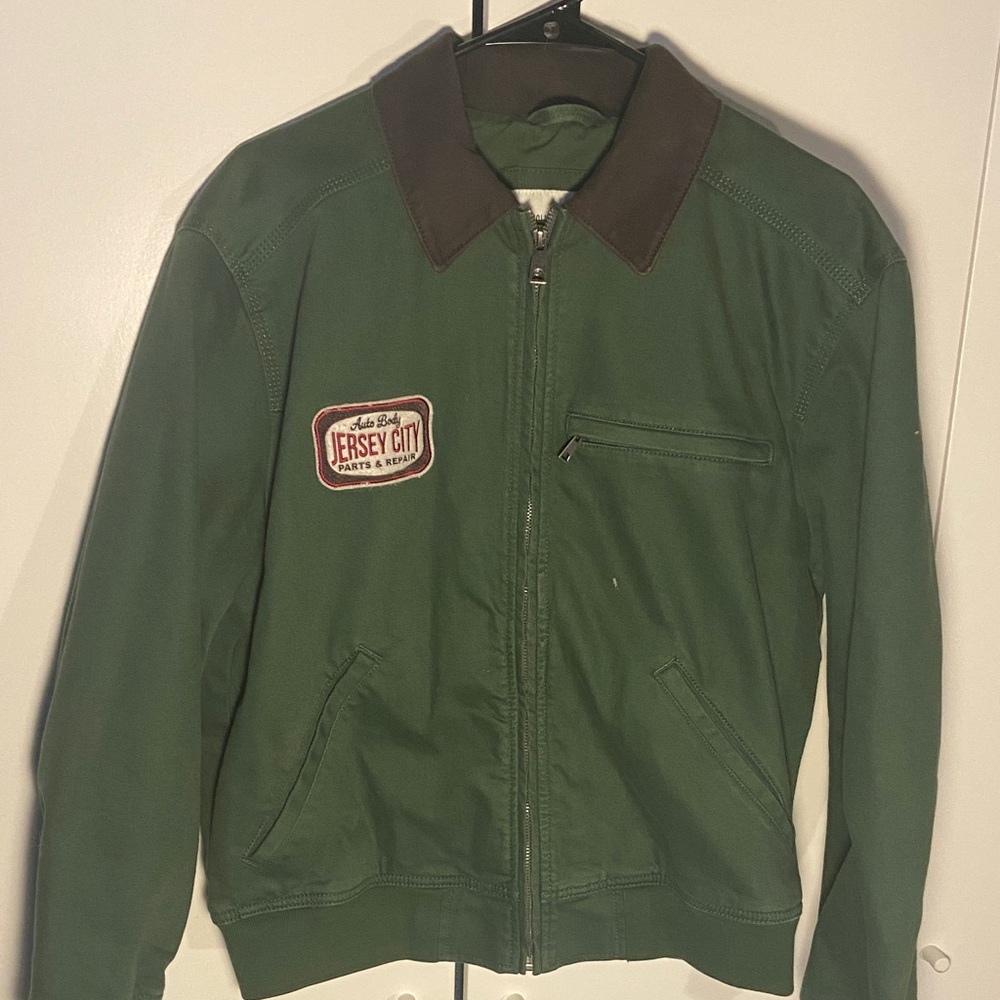 Hollister Green Bomber Jacket with Jersey City Patch - Picture 3 of 5